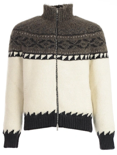 Shop Saint Laurent Zipped Knitted Sweater In Multi