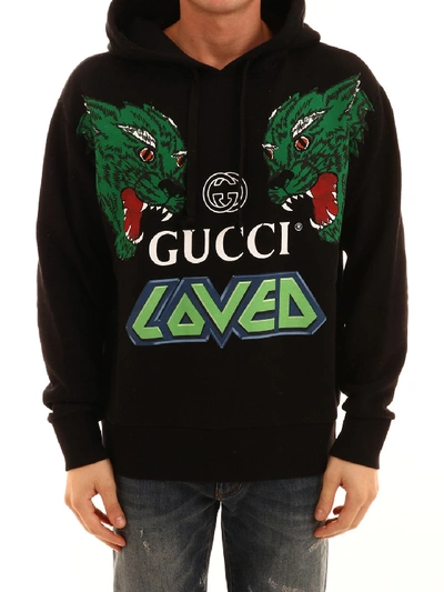 Shop Gucci Loved Tigers Hoodie In Black