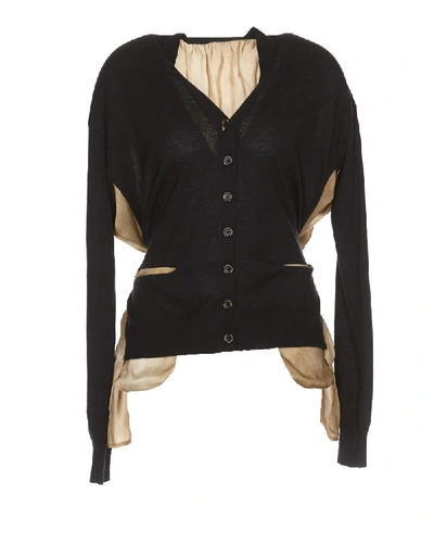 Shop Uma Wang Contrast Knit Cardigan In Black