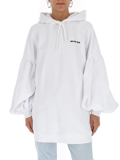 Shop Wandering Balloon Sleeves Hooded Dress In White
