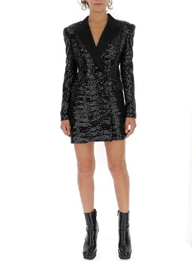 Shop Amen Sequined Blazer Dress In Black