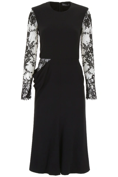 Shop Alexander Mcqueen Lace Detail Dress In Black