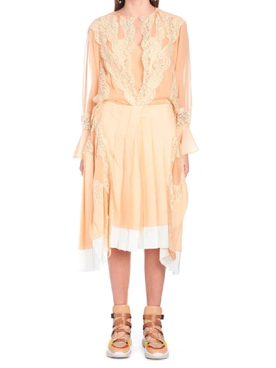 Shop Chloé Lace Inserts Dress In Pink