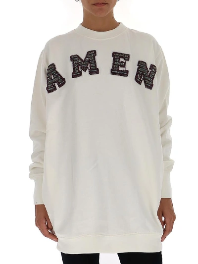Shop Amen Logo Patch Sweater Dress In White