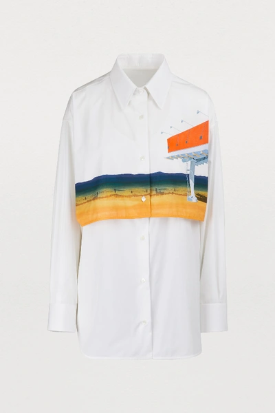 Shop Calvin Klein 205w39nyc Cotton Shirt In White Red Blue Cadmium Orange Optic White