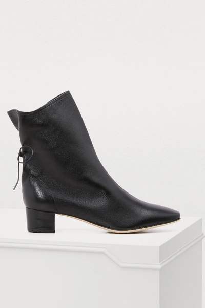 Shop Soloviere Princess Nappa Leather Ankle Boots In Black