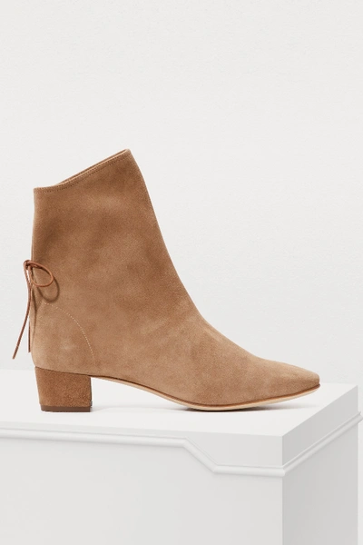 Shop Soloviere Princess Suede Ankle Boots In Cor Beige