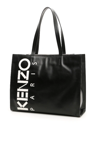 Shop Kenzo Logo Print Tote Bag In Black