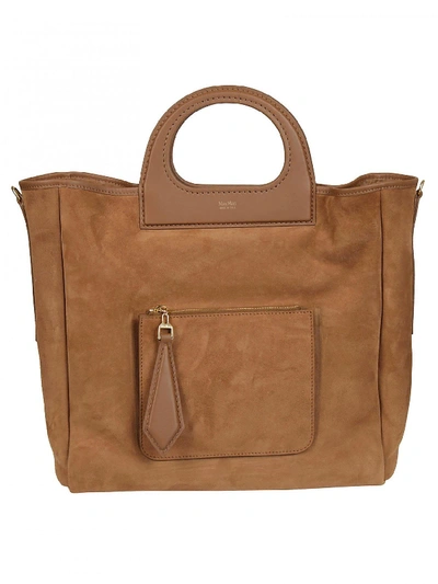 Shop Max Mara Top Handle Tote Bag In Brown
