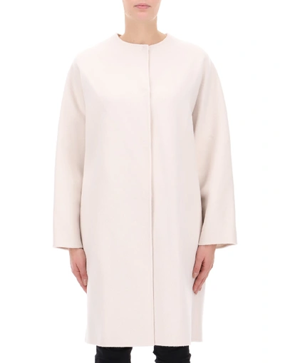 Shop Theory Hidden Buttoned Long Coat In White