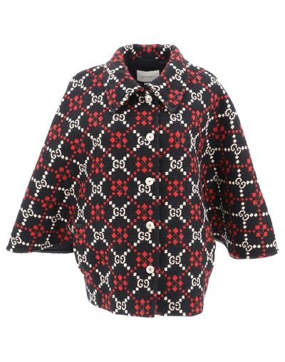 Shop Gucci Gg Diamond Cape Coat In Multi