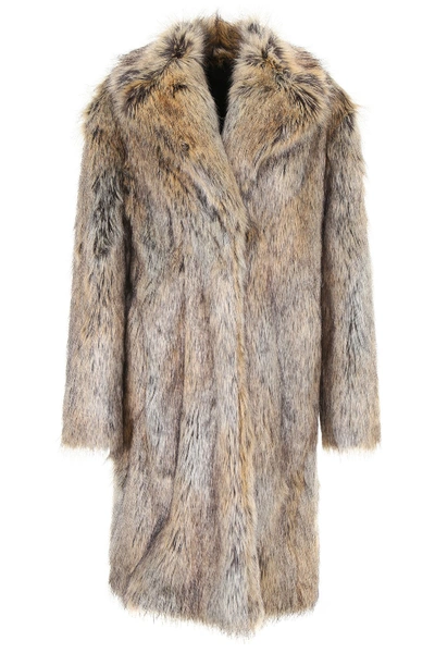 Shop Philosophy Di Lorenzo Serafini Faux Fur Coat In Beige