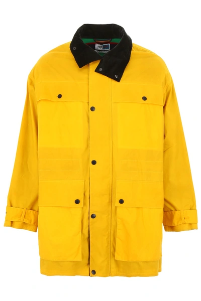 Shop Kenzo Back Logo Print Parka In Yellow