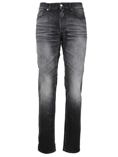 Shop Saint Laurent Classic Faded Jeans In Black