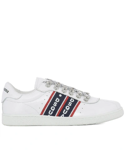 Shop Dsquared2 Barney Logo Stripes Sneakers In White