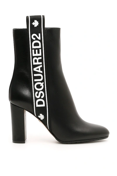 Shop Dsquared2 Logo Ankle Boots In Black