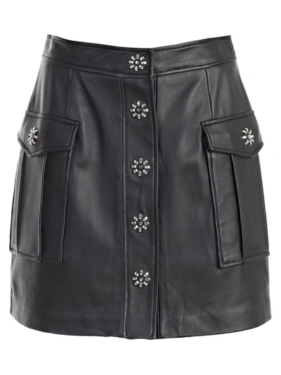 Shop Michael Michael Kors Floral Button Skirt In Black