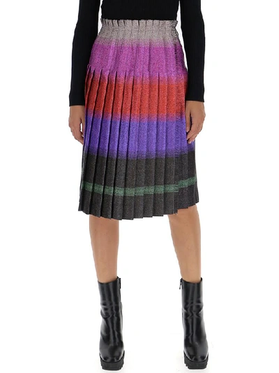 Shop Marco De Vincenzo Pleated Stripe Skirt In Multi