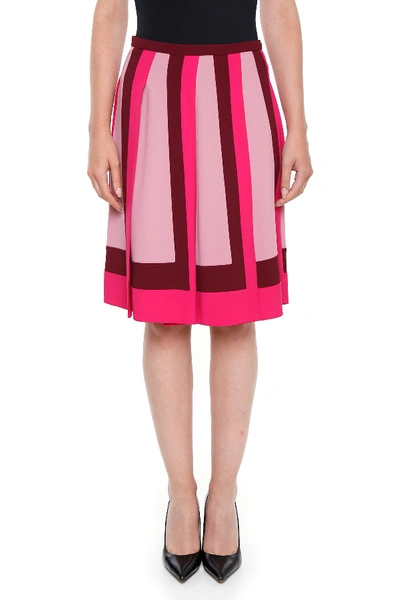 Shop Valentino Pleated Flared Skirt In Multi