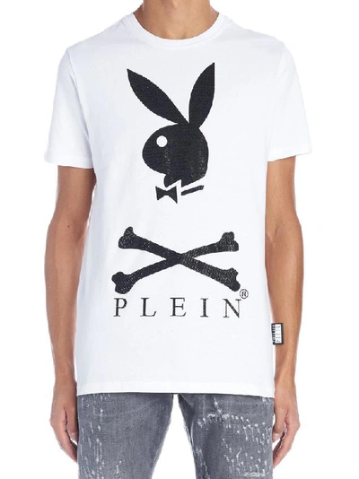 Shop Philipp Plein Crystal Embellished Playboy T In White