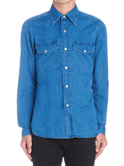 Shop Tom Ford Chest Pockets Denim Shirt In Blue