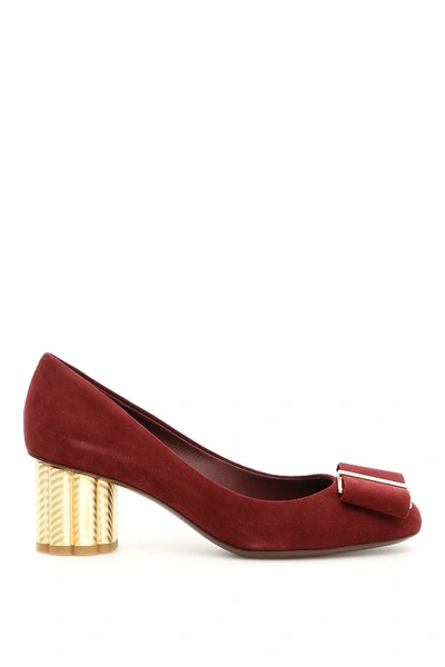 Shop Ferragamo Salvatore  Suede Capua 55 Pumps In Red