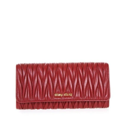 Shop Miu Miu Continental Quilted Wallet In Red