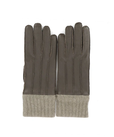 Shop Ferragamo Salvatore  Ribbed Cuff Gloves In Brown