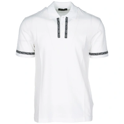 Shop Versace Logo Detail Polo Shirt In White