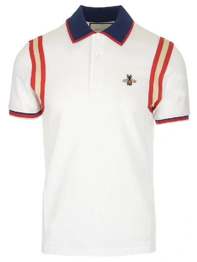 Shop Gucci Bee Detail Polo Shirt In White