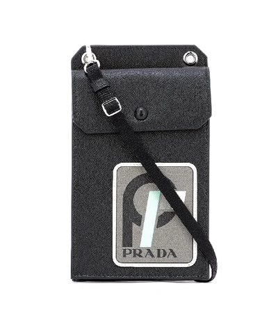 Shop Prada Saffiano Phone Case In Black