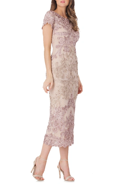 Shop Js Collections Soutache Lace Midi Dress In Pink/ Sand