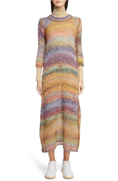 Shop Acne Studios Space-dye Stripe Sweater Dress In Multi