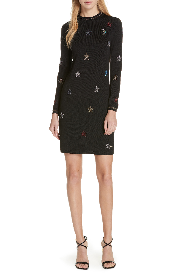 Ted Baker Colour By Numbers Yayl Metallic Star Knit Dress In 00-black |  ModeSens