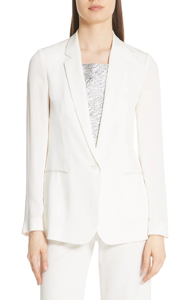 Shop Theory Grinson Silk Suit Jacket In Ivory