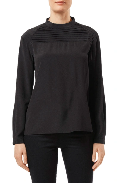 Shop J Brand Chrystal Pleated Silk Blouse In Black