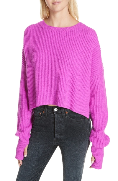 Shop Re/done Wool & Cashmere Crop Sweater In Violet