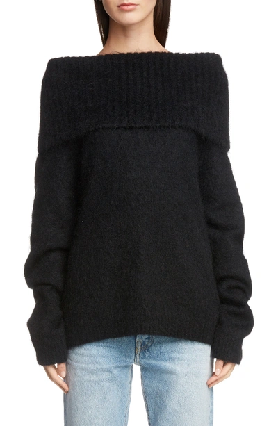 Shop Acne Studios Off The Shoulder Sweater In Black