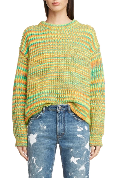 Shop Acne Studios Stripe Sweater In Green/orange