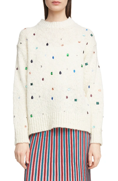 Shop Kenzo Embellished Comfort Sweater In White