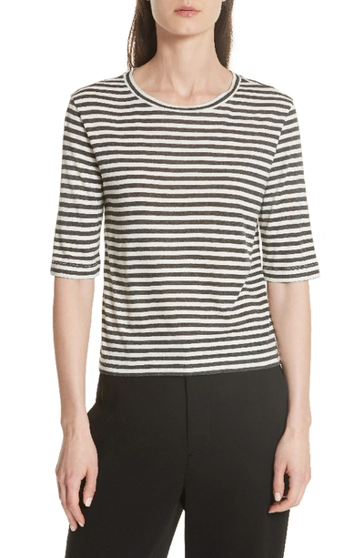 Shop Vince Stripe Crop Tee In Natural/ Iron