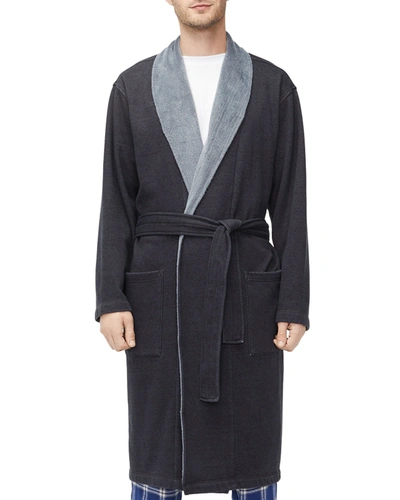 Shop Ugg Men's Robinson Two-tone Robe In Black