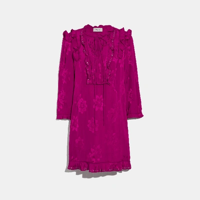 Shop Coach Ruffle Dress In Color<lsn_delimiter>fuschia