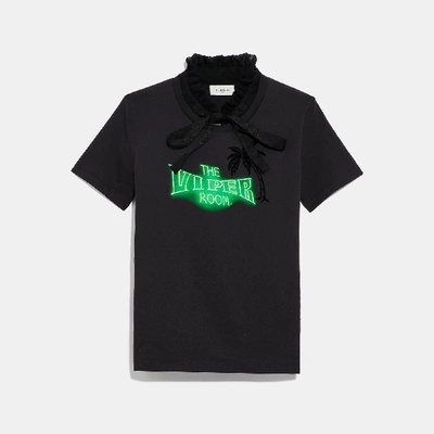 Shop Coach Viper Room Neon T-shirt With Ruffled Collar In Dark Shadow