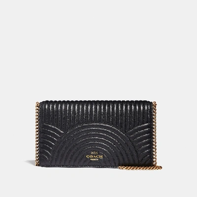 Coach Callie Foldover Chain Clutch With Deco Quilting In Black/brass |  ModeSens