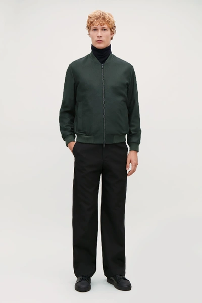 Shop Cos Wool-blend Bomber Jacket In Green