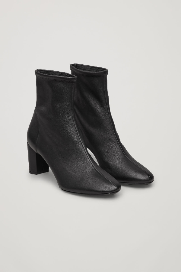 black stretch leather boots