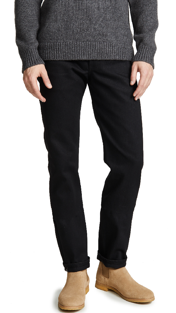 naked and famous solid black selvedge