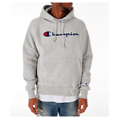 grey champion logo hoodie