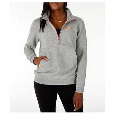 Nike Women's Sportswear Air Half-zip Mock Neck Pullover, Grey | ModeSens